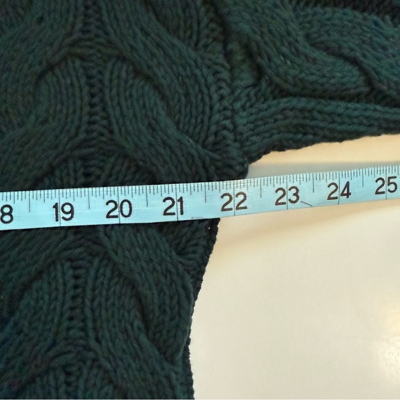 Loft Collared Split Neck Chunky Cable Knit Green Fisherman Sweater Shirt XXS - Picture 11 of 12